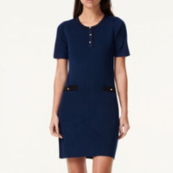 NWT Claudie Pierlot Mini Knit Sweater Short Sleeve Dress Preppy Bodycon Sheath M - Picture 3 of 10